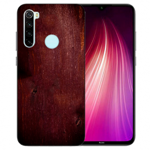 XIAOMI Redmi Note 8 TPU Hülle mit Fotodruck HolzOptik Dunkelbraun Etui