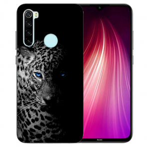 XIAOMI Redmi Note 8 TPU Hülle mit Fotodruck Leopard mit blauen Augen Etui