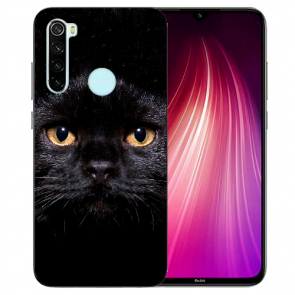 XIAOMI Redmi Note 8 TPU Hülle mit Fotodruck Schwarz Katze Etui