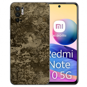 Flip Silikoncover TPU für Xiaomi Redmi Note 10 5G Braune Muster Fotodruck 