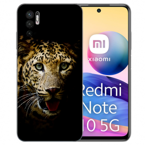 Flip Case TPU Silikon Cover für Xiaomi Redmi Note 10 5G Fotodruck Leopard