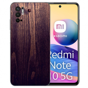 TPU Flip Case für Xiaomi Redmi Note 10 5G Fotodruck Holzoptik dunkelbraun