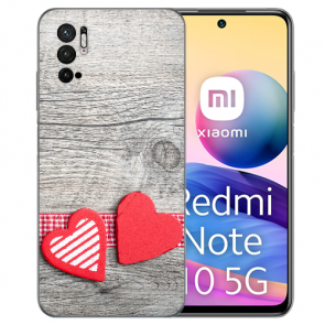 Schutzhülle TPU für Xiaomi Redmi Note 10 5G Fotodruck Herzen auf Holz