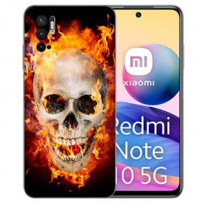 Handy Schale TPU für Xiaomi Redmi Note 10 5G Totenschädel Feuer Fotodruck 