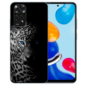 TPU Hülle für Xiaomi Redmi Note 11 /11S (4G) Leopard mit blauen Augen Fotodruck
