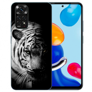 TPU Hülle für Xiaomi Redmi Note 11 /11S (4G) Tiger Schwarz Weiß Fotodruck