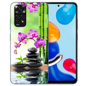 TPU Handy für Xiaomi Redmi Note 11 /11S (4G) Bilddruck Orchidee Bambus und Basaltsteine