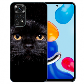 Silikoncover Case für Xiaomi Redmi Note 11 /11S (4G) Fotodruck Schwarze Katze