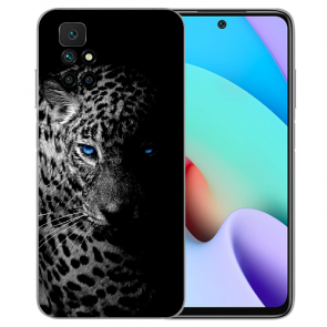TPU Silikon Case für Xiaomi Redmi 10 Fotodruck Leopard mit blauen Augen