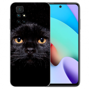 Smartphone Flip Case TPU für Xiaomi Redmi 10 Schwarze Katze Bilddruck 