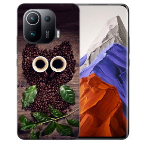 Handy Hülle Silikon TPU mit Kaffee Eule Fotodruck für Xiaomi Mi 11 Pro