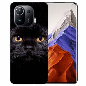 Xiaomi Mi 11 Pro Schutzhülle Handy Hülle Silikon TPU mit Fotodruck Schwarze Katze