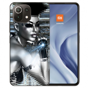 Handy Hülle Silikon TPU für Xiaomi Mi 11 Lite mit Fotodruck Robot Girl