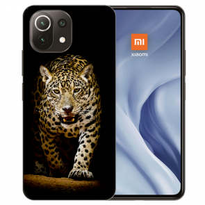 Xiaomi Mi 11 Handy Hülle Silikon TPU mit Bilddruck Leopard bei der Jagd