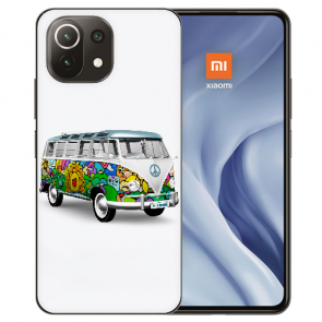 Handy Hülle Silikon TPU für Xiaomi Mi 11 mit Fotodruck Hippie Bus