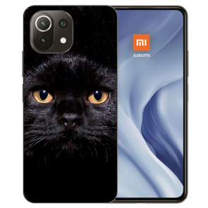 Handy Hülle Silikon TPU für Xiaomi Mi 11 mit Fotodruck Schwarze Katze