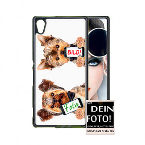 2D Hülle für Sony Xperia E5 Hard Case mit Foto und Text zum selbst gestalten.