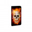 Motorola Moto E4 Handy Hülle Tasche mit Totenschädel - Feuer + Bild Text Druck