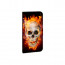 Wiko Wim Handy Hülle Tasche Etui mit Totenschädel - Feuer + Foto +Text Druck