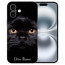 Individuelle Handy Hülle TPU Etui für iPhone16 Plus Fotodruck Schwarz Katze Cover Case