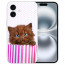 TPU Individuelle Handy Hülle Etui für iPhone16 Plus Fotodruck Kätzchen Braun Cover Case