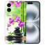 TPU Handy Hülle Cover Case für iPhone16 Orchidee Bambus und Basaltsteine Bilddruck Etui