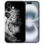 Silikon Handy Hülle Cover Case Fotodruck für iPhone16 Plus Tiger Schwarz Weiß 