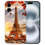 Silikon Handy Hülle Cover Case Eiffelturm Bilddruck Back für iPhone16 Plus Etui