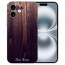 Silikon Handy Hülle TPU für iPhone16 Plus Holzoptik Dunkelbraun Bilddruck Schale  