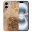 Handy Hülle Flipcase Silikon Cover Case für iPhone16 Etui Marmor Braun Fotodruck 
