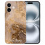 Handy Hülle Flipcase Silikon Cover Case für iPhone16 Etui Marmor Braun Fotodruck 
