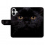 Backcover Flip Case Schutzhülle Fotodruck Schwarz Katze für iPhone 16 Plus